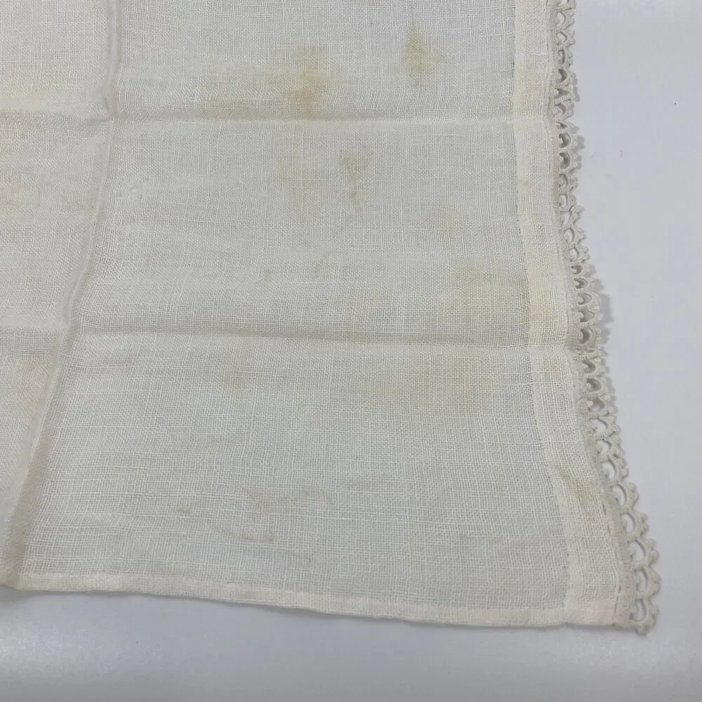 Vintage 1940-50s Linen Textile Napkin Tea Towel Embroidered 18